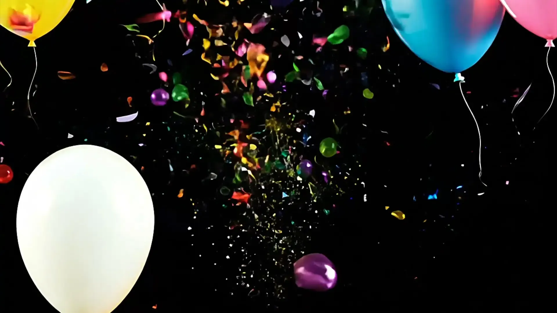 Colorful Balloon Confetti Burst Overlay for Birthday and Event Videos